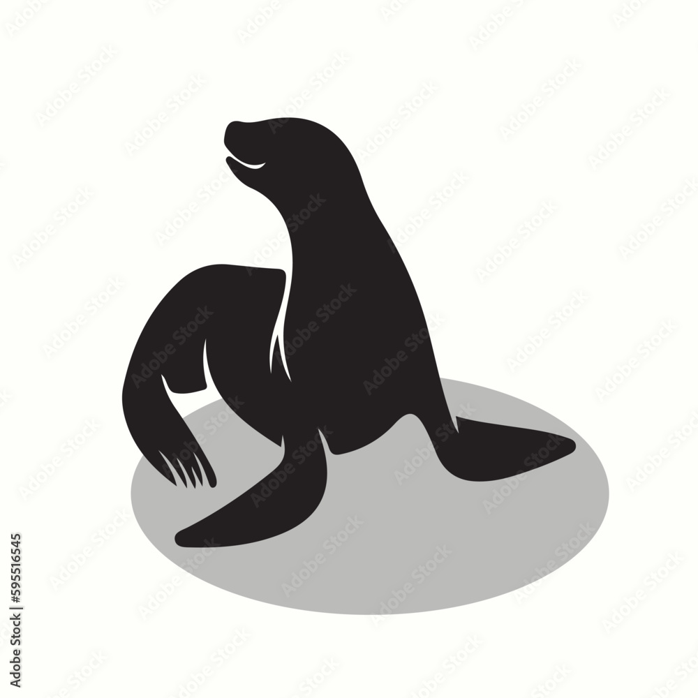 Obraz premium Fur Seal silhouettes and icons. Black flat color simple elegant Fur Seal animal vector and illustration.