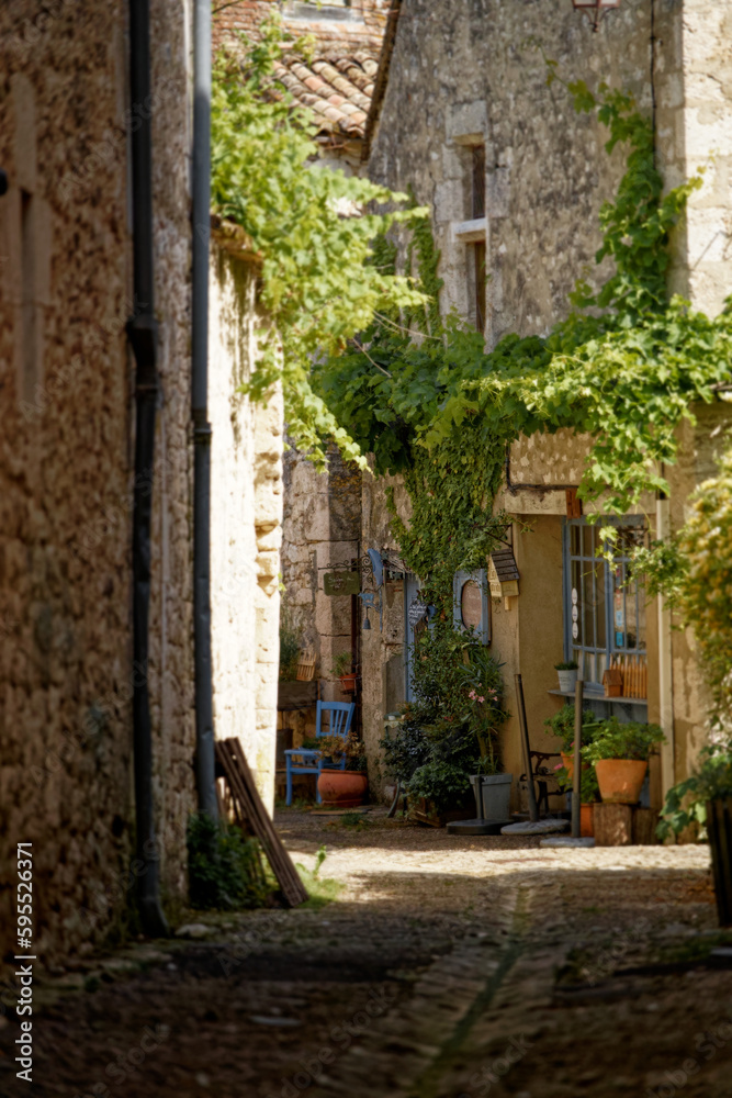 street in the town of Issigeac, Dordogne-France
