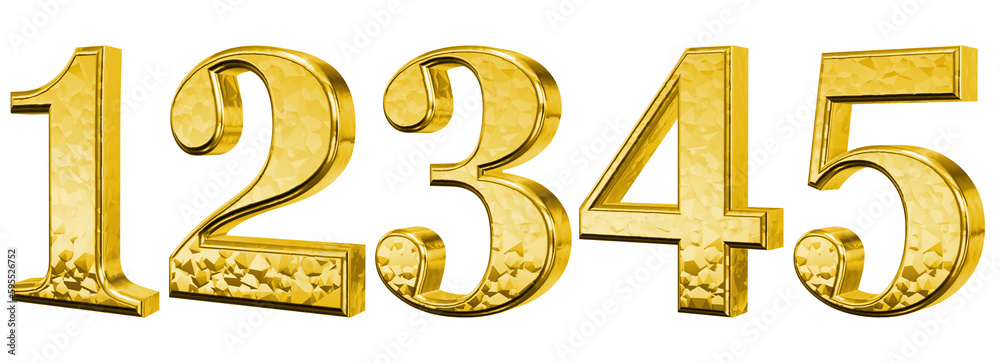 3d luxury gold letter 1, 2, 3, 4, 5 3d luxury gold letter 1, 2, 3, 4, 5