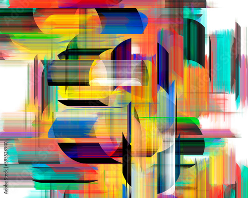 Colorful shapes and lines abstract fractal art background texture, with a mid-century aesthetic.