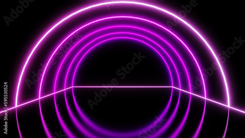 Abstract neon light background. technology glowing stage, podium.