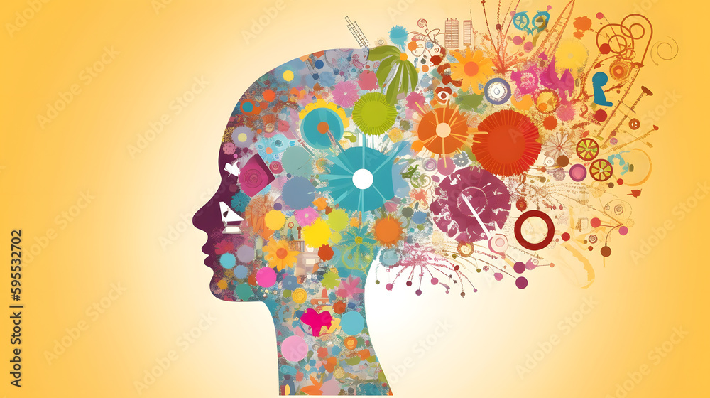 Human thought power illustration. Generative AI. Human thought power illustration. Generative AI.