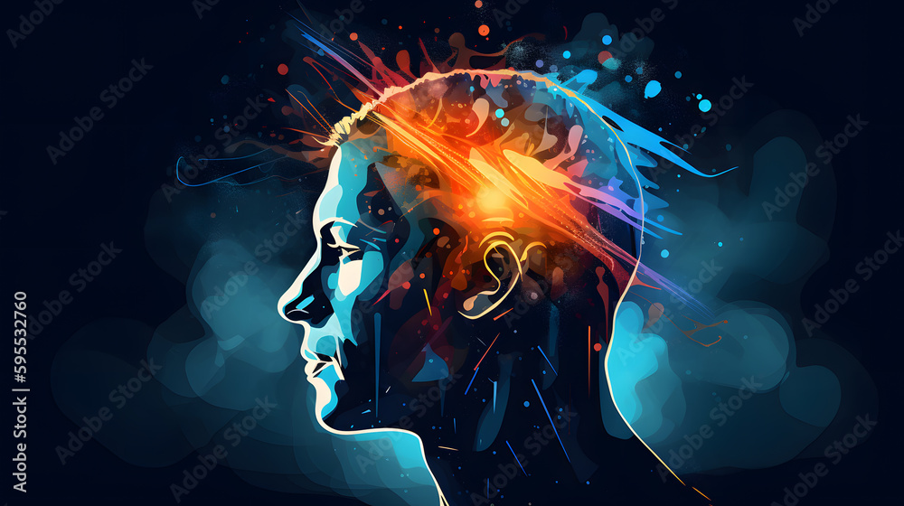 Human thought power illustration. Generative AI.