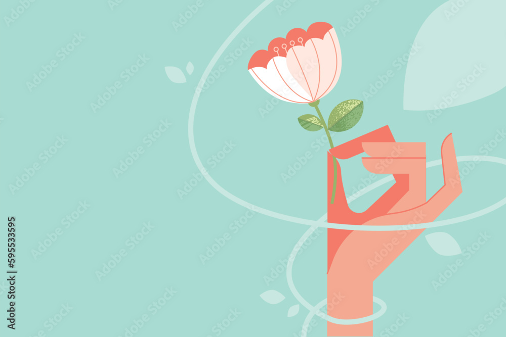 Floral background. Vector illustration of nature, flower, hello spring and summer, beauty and fashion, for web banner, poster, marketing, social media. - obrazy, fototapety, plakaty 