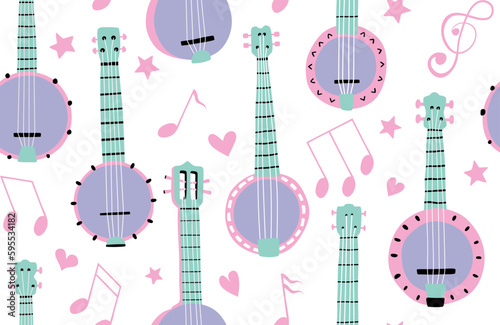 banjo seamless pattern. 