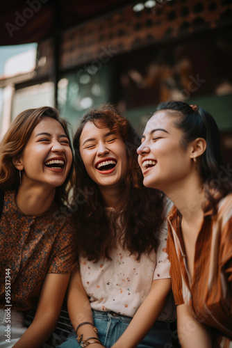 A group of girlfriends laughing together. Generative AI