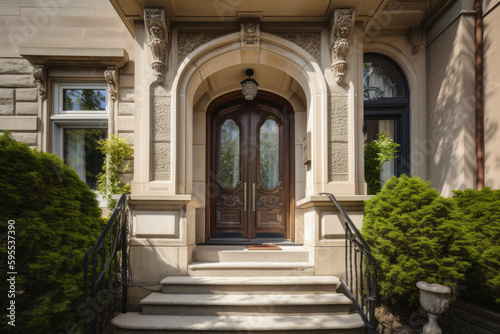 Entrance of a luxury house. Generative AI