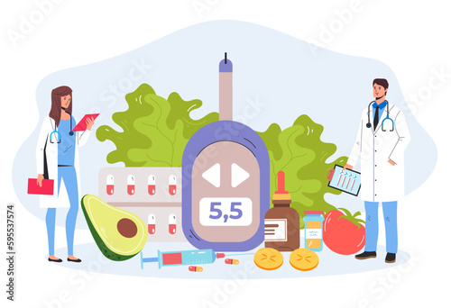 Sugar blood chronic insulin medical glucometer concept. Vector graphic design element illustration