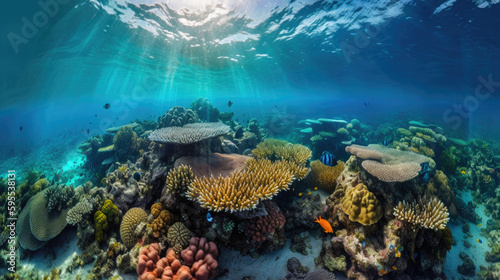 Great Barrier Reef  emphasizing the importance of protecting our oceans and marine life. Generative AI