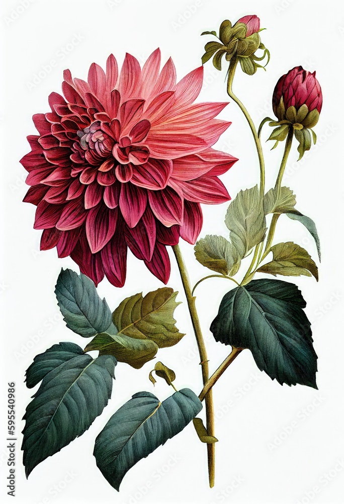 Dahlia Botanical Illustration