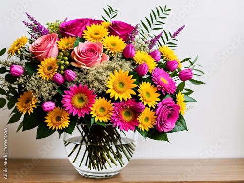 Wallpaper Mural A collection of exotic flowers arranged in a unique vase against a neutral background created with Generative AI technology Torontodigital.ca