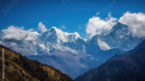 Panoramic view. Himalayan mountains. Generative AI