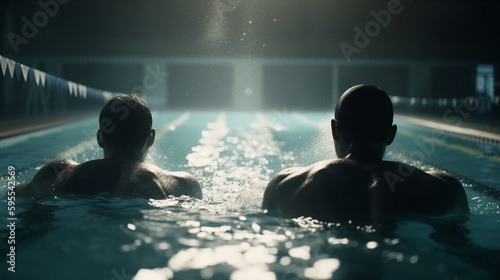 Group of people swimming in the pool. Generative AiAthlete swimming in the pool. Generative Ai. Generative Ai