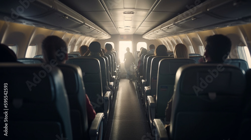 Passengers in the airplane. Generative Ai