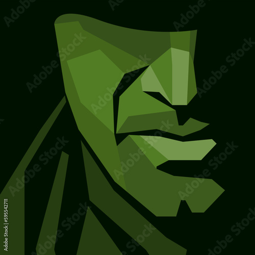 vector polygonal portrait of a soldier. silhouette of a military man with a shadow from a helmet. war veteran has depression, mental health and emotion problems, post-traumatic stress disorder. PTSD