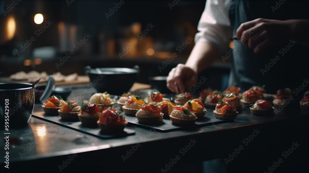 Chef prepare food at kitchen. Generative Ai Chef prepare food at kitchen. Generative Ai