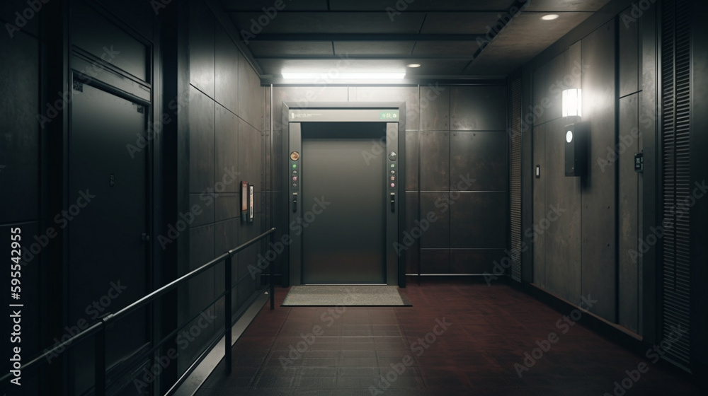 Closed elevator door . Generative Ai