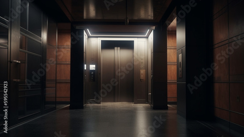 Closed elevator door . Generative Ai © andranik123