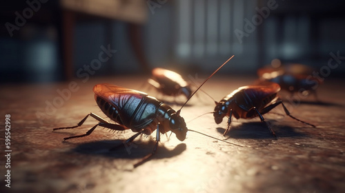 Cockroaches on the floor. Generative Ai