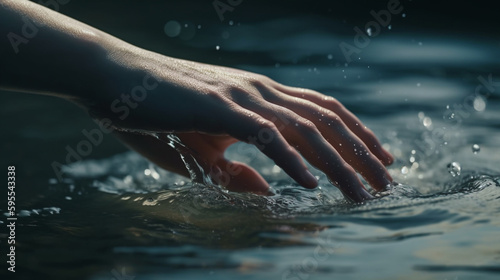 Hands of a human with a water. Generative Ai
