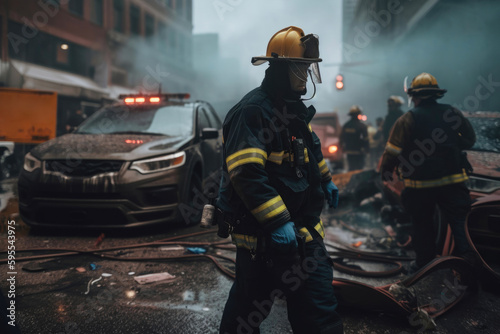 Police, fire, and paramedic units respond to the scene of an emergency. Generative AI