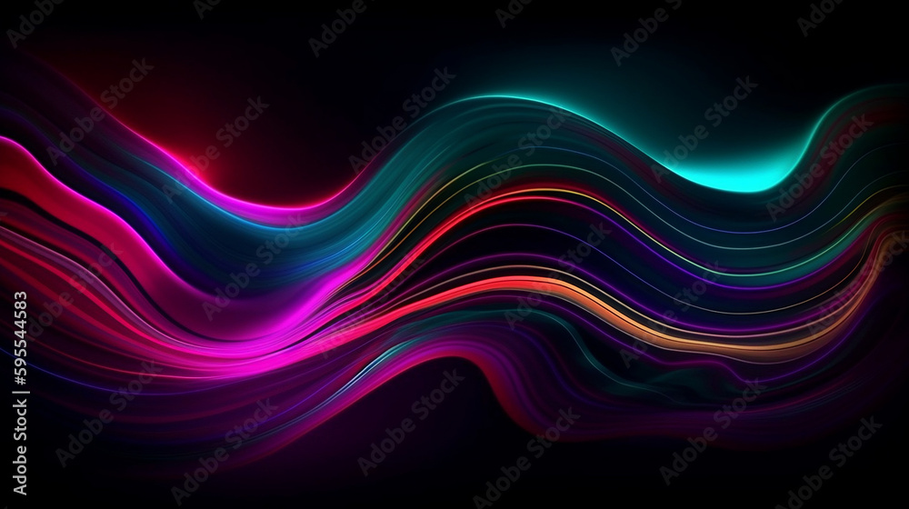 A gradient design background features an abstract fluid iridescent holographic neon curved wave in motion. A gradient design background features an abstract fluid iridescent holographic neon curved wave in motion.