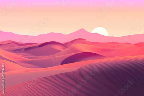Desert Sand Dunes at sunset. Generative AI