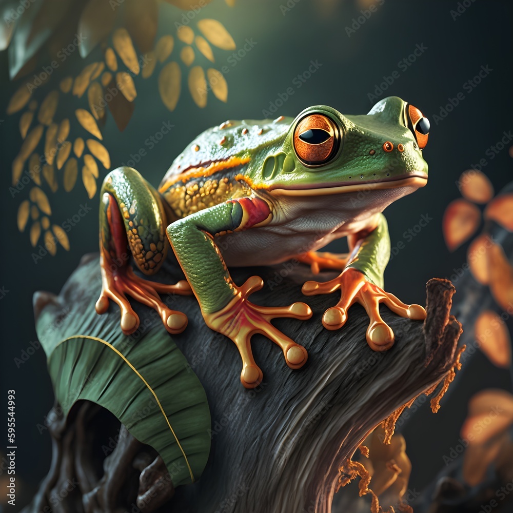 tree frog full body the artificial intelligence system 8k HD