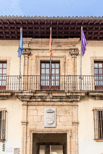 Town hall facade in Cangas del Narcea, Asturias, Spain
