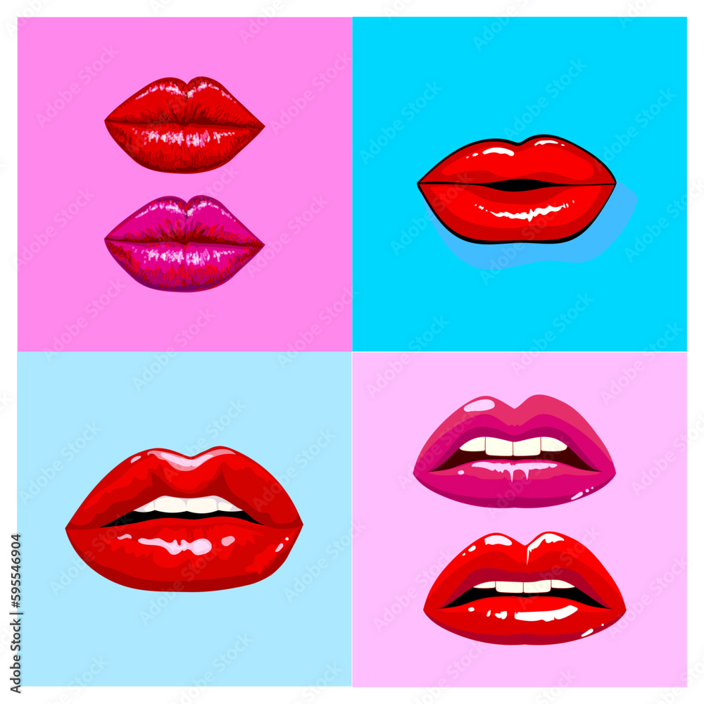 Set of glamour women lips icon vector illustration. Fashionable design. Set of glamour women lips icon vector illustration. Fashionable design.