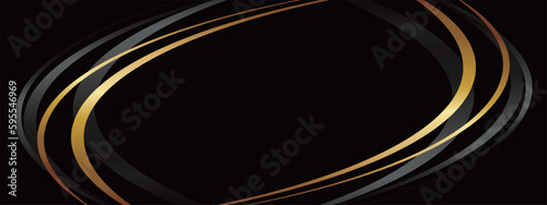 高級感のある抽象的なラインのバナー　ブラック＆ゴールド