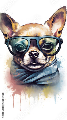 dog in glasses for tshirt vector illustration
