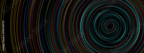 Colorful circular lines concept abstract tech background. Minimal vector banner design