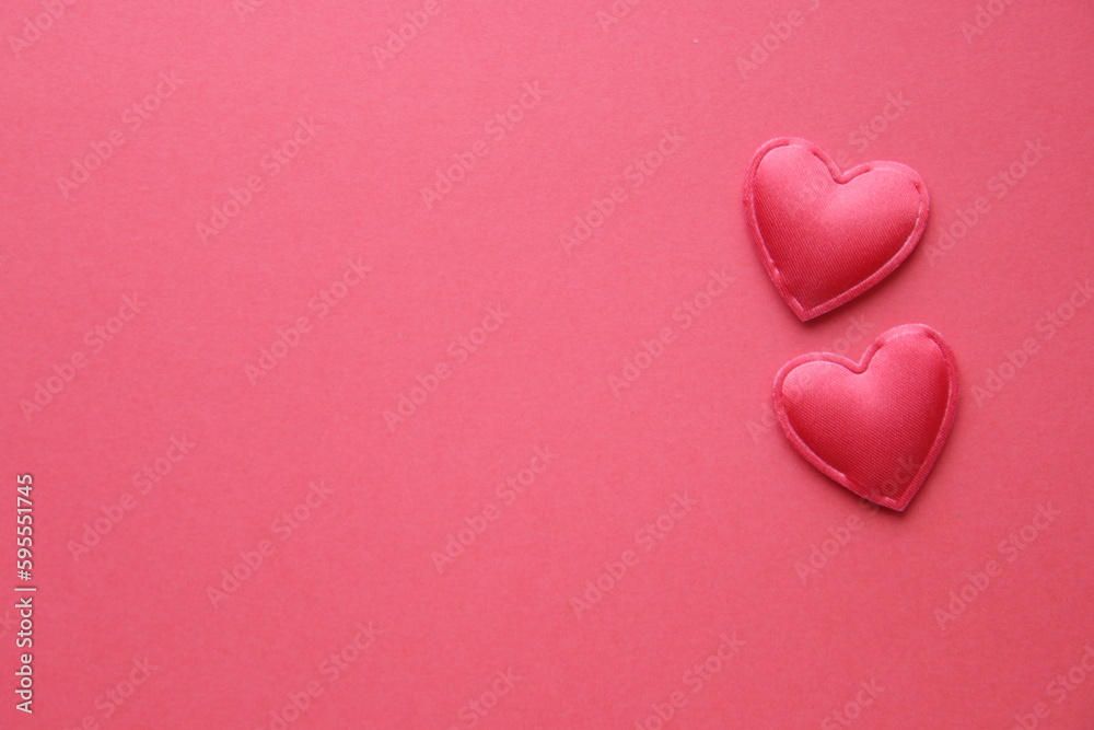 Red heart on a red background. Place for text. Valentine.