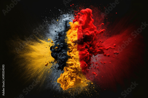 Image of color powder splash and explosion abstract art . Admirable Generative AI image . photo