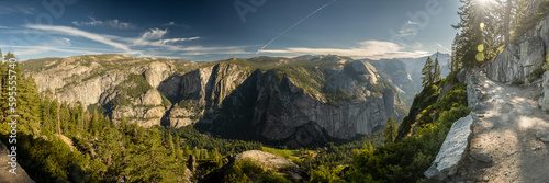 Photography Shelf Section Of Four Mile Trail Looking Across The Valley To Yosemite Falls and