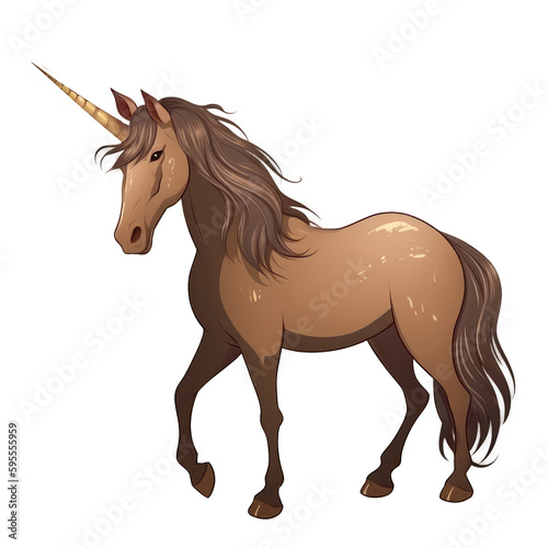 brown unicorn isolated on white