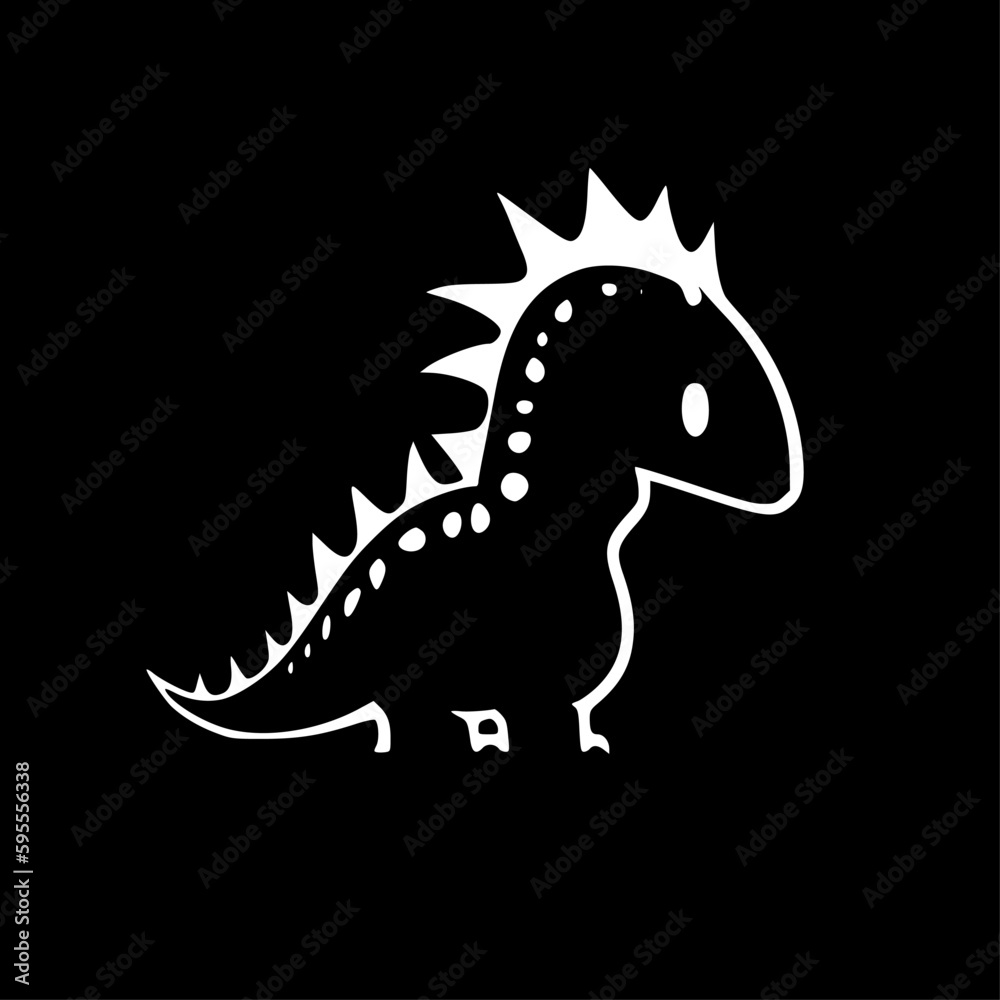 Dinosaur - Black and White Isolated Icon - Vector illustration