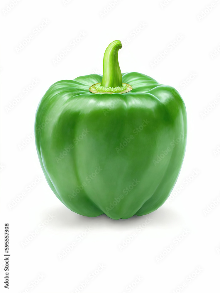 Green Bell Pepper isolated on white | AI Generated Green Bell Pepper isolated on white | AI Generated