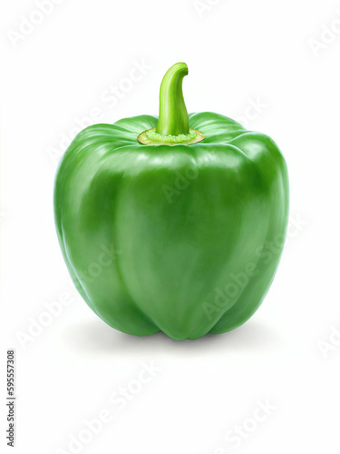 Green Bell Pepper isolated on white | AI Generated