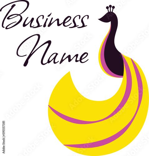 peacock logo emblem ellipse for woman or girl dress shirt business fabric