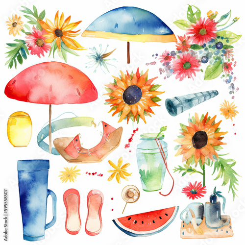 set of summer pictures, clipart