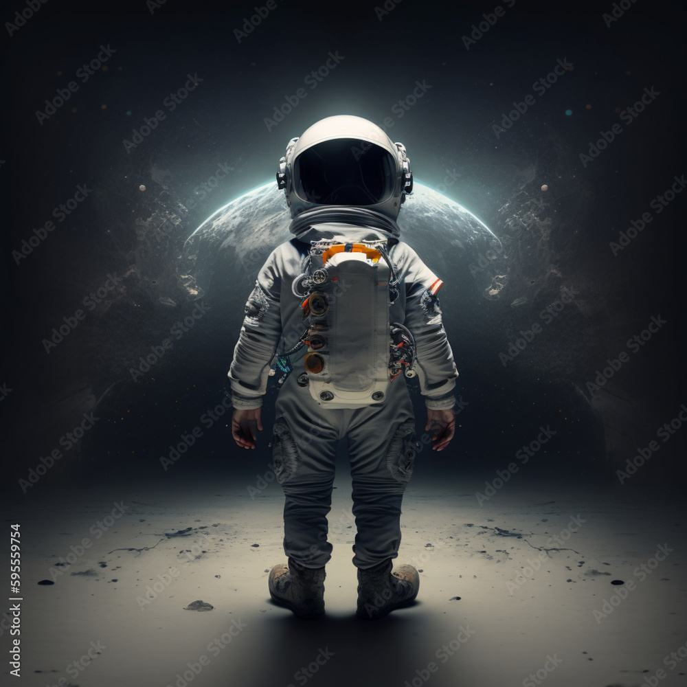 Boy dressed as an astronaut. Generative AI.