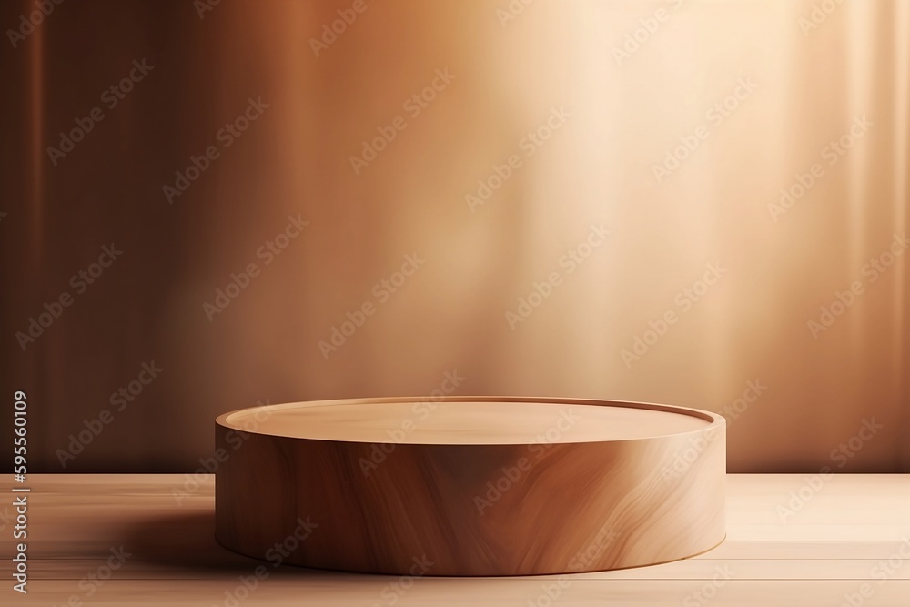 Podium wood pattern. sunlight background. Generative AI Podium wood pattern. sunlight background. Generative AI