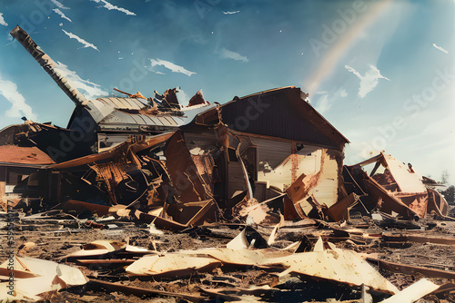 An American house destroyed by a tornado.