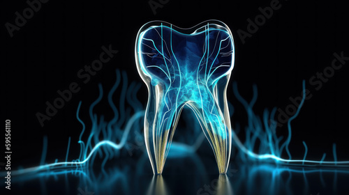 Hologram of a human tooth created with generative AI technology