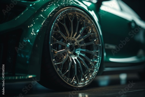 04 titanium and emerald wheels for sports. Generative AI