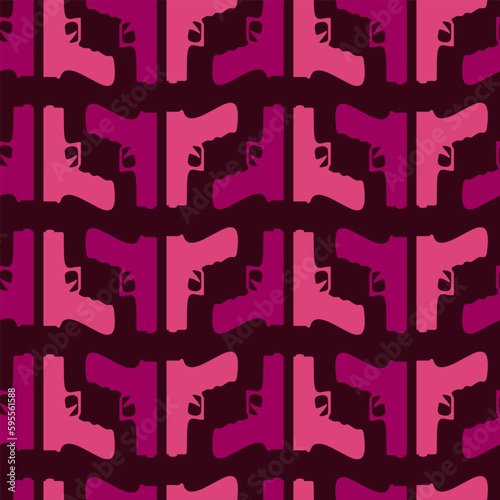 Seamless pattern repeating magenta pistols.