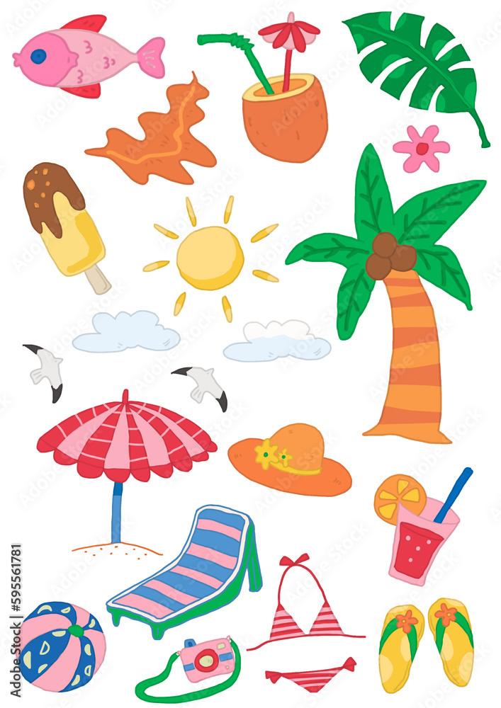 Naklejka premium 여름 아이콘