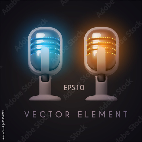 Concert retro vocal microphone. Music, sound, sing and radio design elenemt. Music icon.